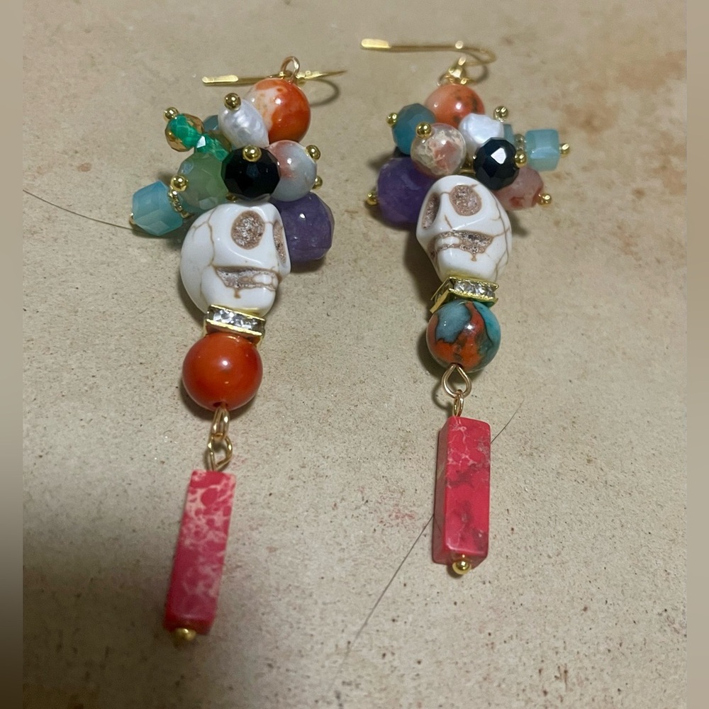Day of the Dead Earrings Skull - Picture 4 of 5